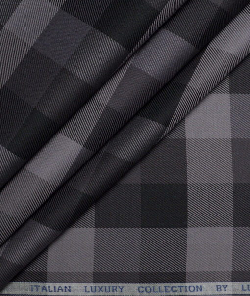 Luthai  Giza Cotton Checks Shirting Fabric (Black & Grey)