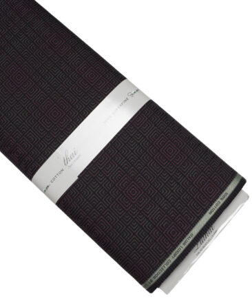 Luthai  Supima Cotton Self Design Shirting Fabric (Black & Maroon)