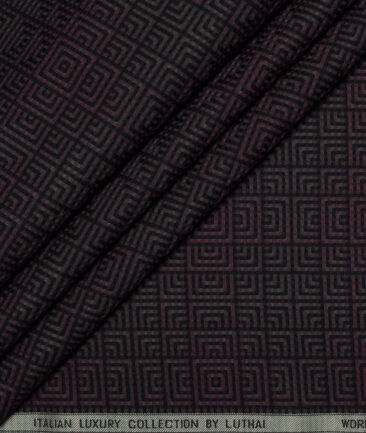 Luthai  Supima Cotton Self Design Shirting Fabric (Black & Maroon)