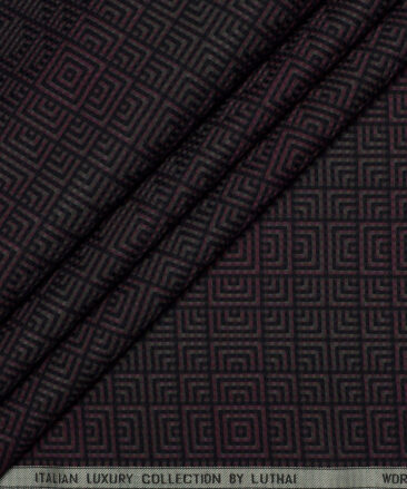 Luthai  Supima Cotton Self Design Shirting Fabric (Black & Maroon)