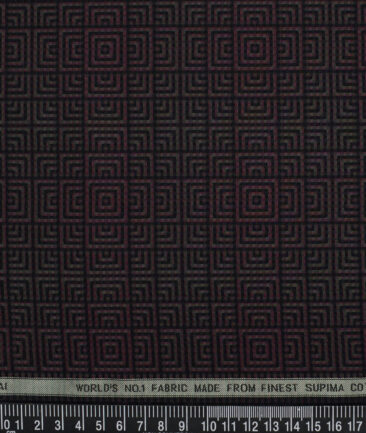 Luthai  Supima Cotton Self Design Shirting Fabric (Black & Maroon)