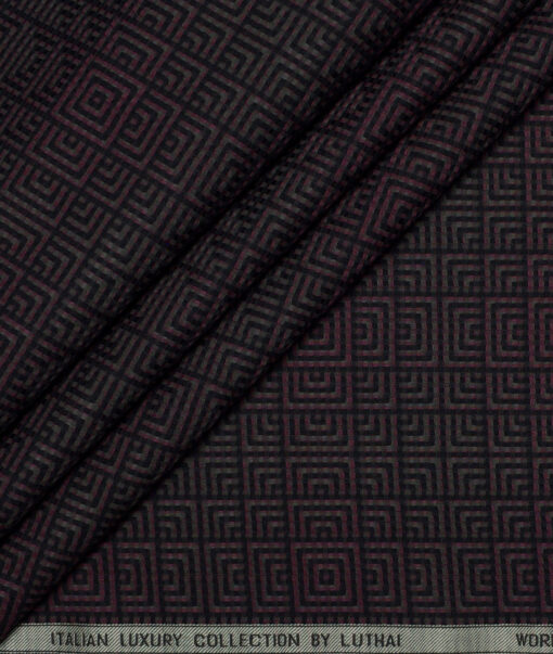 Luthai Supima Cotton Self Design Shirting Fabric (Black & Maroon) Luthai Supima Cotton Self Design Shirting Fabric (Black & Maroon)