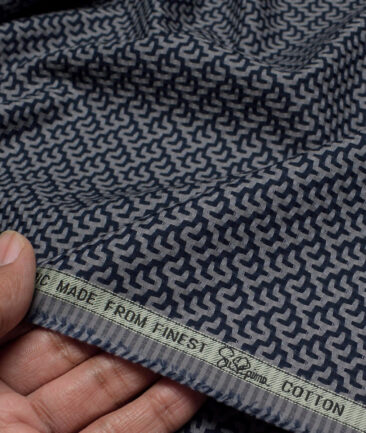 Luthai  Supima Cotton Self Design Shirting Fabric (Grey & Blue)