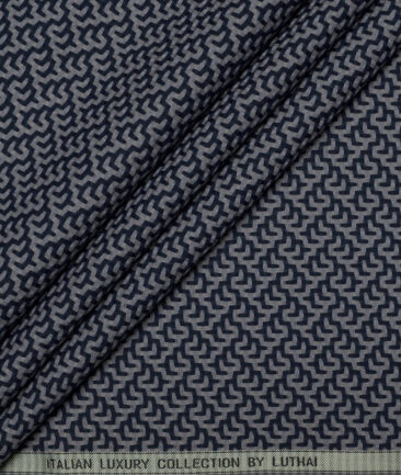 Luthai  Supima Cotton Self Design Shirting Fabric (Grey & Blue)