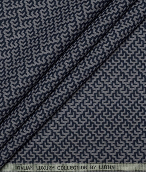 Luthai Supima Cotton Self Design Shirting Fabric (Grey & Blue) Luthai Supima Cotton Self Design Shirting Fabric (Grey & Blue)