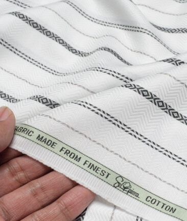 Luthai  Supima Cotton Striped Shirting Fabric (White & Black)