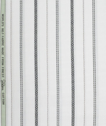 Luthai  Supima Cotton Striped Shirting Fabric (White & Black)