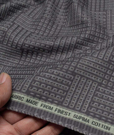 Luthai  Supima Cotton Self Design Shirting Fabric (Charcoal Grey)