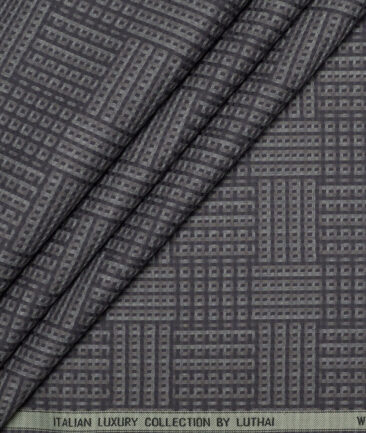 Luthai  Supima Cotton Self Design Shirting Fabric (Charcoal Grey)
