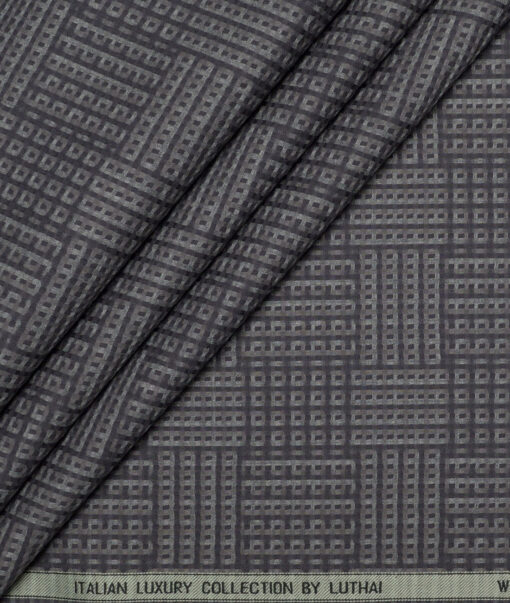 Luthai  Supima Cotton Self Design Shirting Fabric (Charcoal Grey)