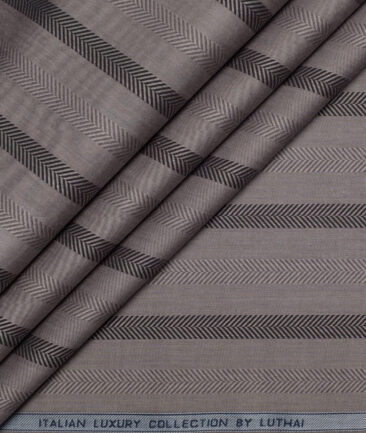 Luthai  Supima Cotton Striped Shirting Fabric (Brown)