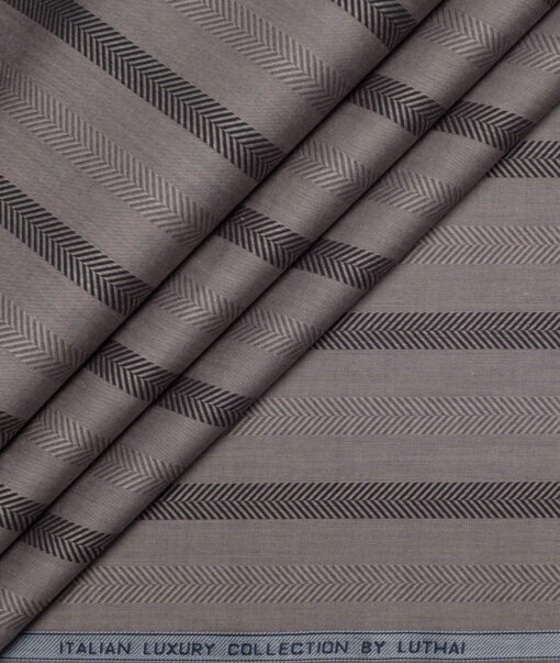 Luthai Supima Cotton Striped Shirting Fabric (Brown) Luthai Supima Cotton Striped Shirting Fabric (Brown)