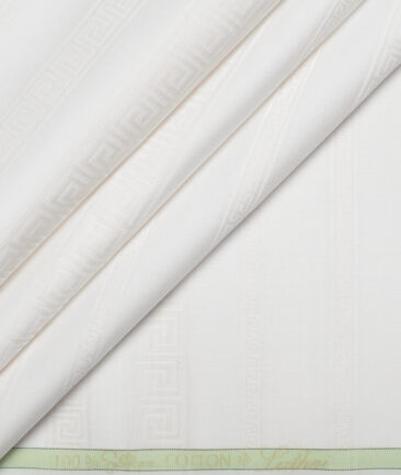 Luthai  Supima Cotton Self Design Shirting Fabric (White)