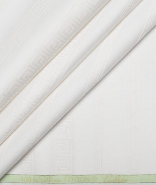 Luthai  Supima Cotton Self Design Shirting Fabric (White)
