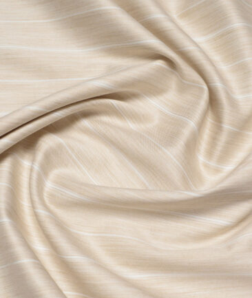 Vercelli Italy 2 Ply 100's Supima Cotton Striped Shirting Fabric (Beige)