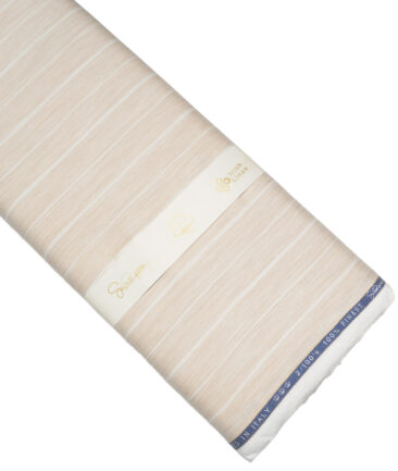 Vercelli Italy 2 Ply 100's Supima Cotton Striped Shirting Fabric (Beige)