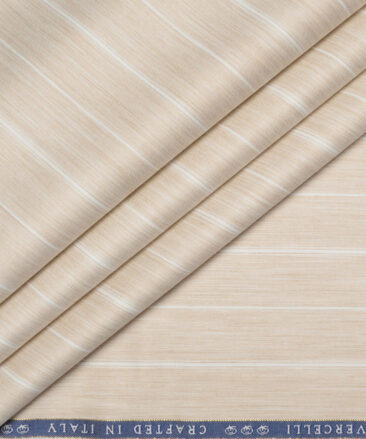 Vercelli Italy 2 Ply 100's Supima Cotton Striped Shirting Fabric (Beige)