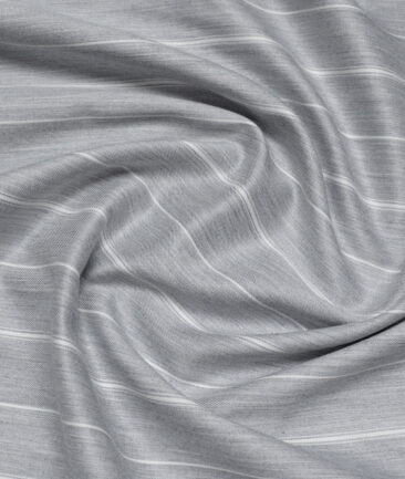 Vercelli Italy 2 Ply 100's Supima Cotton Striped Shirting Fabric (Grey)