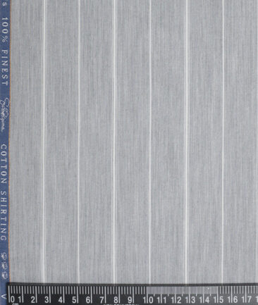 Vercelli Italy 2 Ply 100's Supima Cotton Striped Shirting Fabric (Grey)