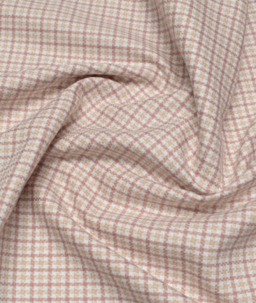 Vercelli Italy 2 Ply 100's Supima Cotton Checks Shirting Fabric (White & Beige)