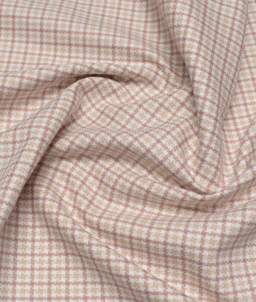 Vercelli Italy 2 Ply 100's Supima Cotton Checks Shirting Fabric (White & Beige)