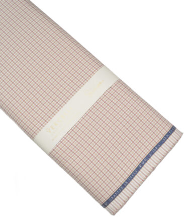 Vercelli Italy 2 Ply 100's Supima Cotton Checks Shirting Fabric (White & Beige)