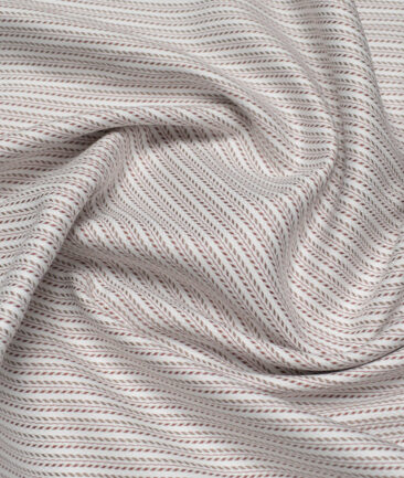 Vercelli Italy 2 Ply 100's Supima Cotton Striped Shirting Fabric (White & Wine)