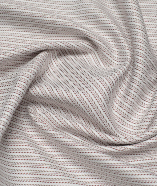 Vercelli Italy 2 Ply 100's Supima Cotton Striped Shirting Fabric (White & Wine)