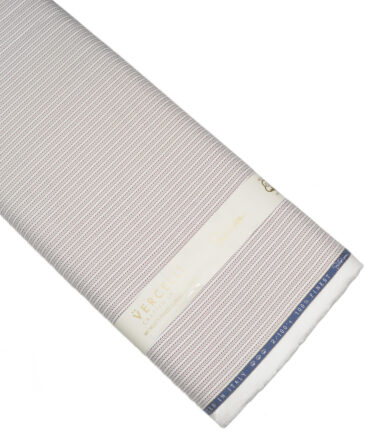 Vercelli Italy 2 Ply 100's Supima Cotton Striped Shirting Fabric (White & Wine)