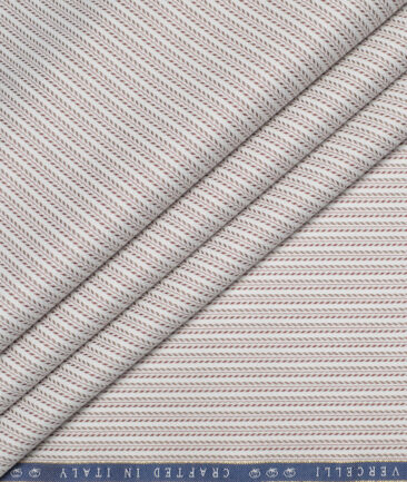 Vercelli Italy 2 Ply 100's Supima Cotton Striped Shirting Fabric (White & Wine)