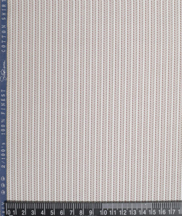 Vercelli Italy 2 Ply 100's Supima Cotton Striped Shirting Fabric (White & Wine)
