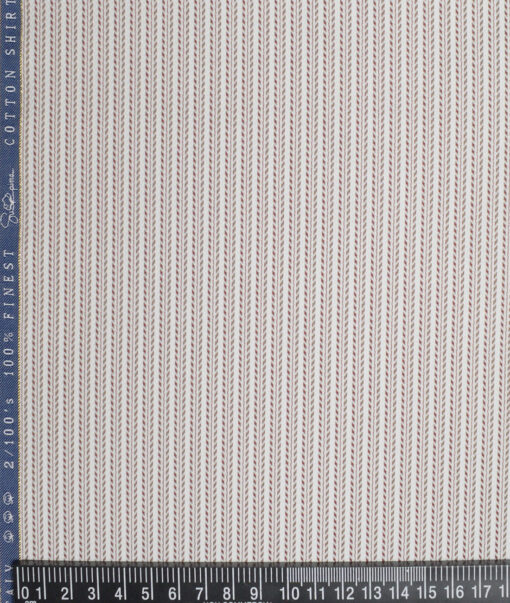 Vercelli Italy 2 Ply 100's Supima Cotton Striped Shirting Fabric (White & Wine)