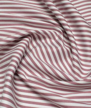 Vercelli Italy 2 Ply 100's Supima Cotton Striped Shirting Fabric (White & Dark Mauve)