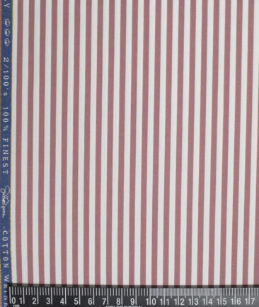 Vercelli Italy 2 Ply 100's Supima Cotton Striped Shirting Fabric (White & Dark Mauve)