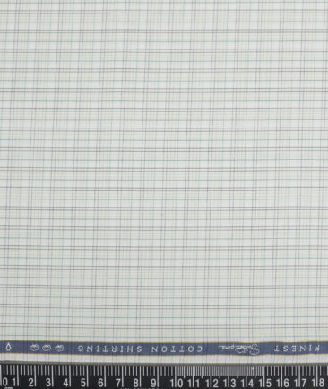 Vercelli Italy 2 Ply 120's Supima Cotton Checks Shirting Fabric (White & Green)