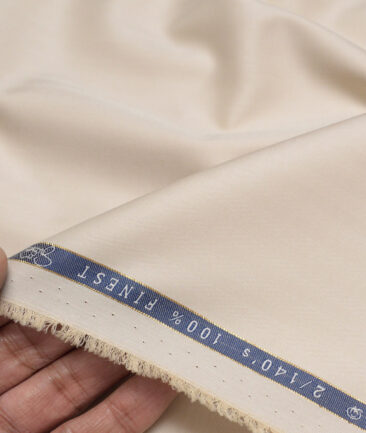 Vercelli Italy 2 Ply 140's Supima Cotton Striped Shirting Fabric (Desert Sand Beige)