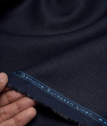 Linen Club 40 LEA Solids 100% Linen Suiting Fabric (Dark Blue)
