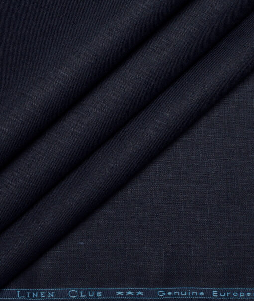 Linen Club 40 LEA Solids 100% Linen Suiting Fabric (Dark Blue)