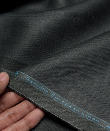 Linen Club 40 LEA Striped 100% Linen Suiting Fabric (Dark Green)