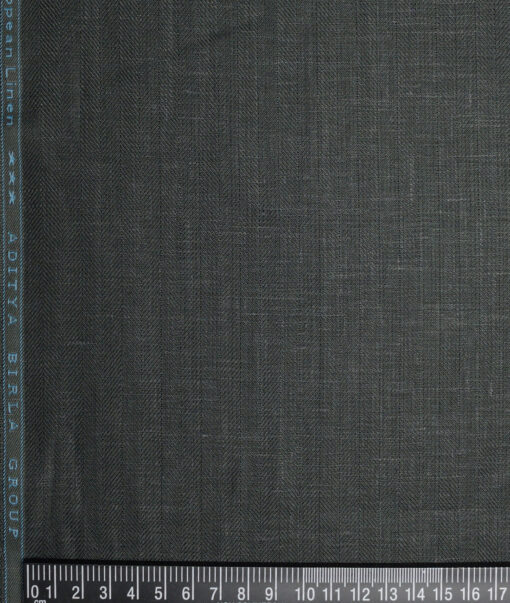 Linen Club 40 LEA Striped 100% Linen Suiting Fabric (Dark Green)