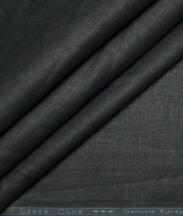 Linen Club 40 LEA Striped 100% Linen Suiting Fabric (Dark Green)