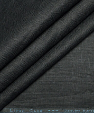 Linen Club 40 LEA Striped 100% Linen Suiting Fabric (Dark Green)