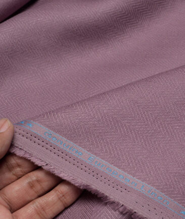 Linen Club 40 LEA Striped 100% Linen Suiting Fabric (Dark Mauve)