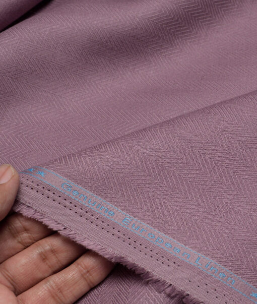 Linen Club 40 LEA Striped 100% Linen Suiting Fabric (Dark Mauve)