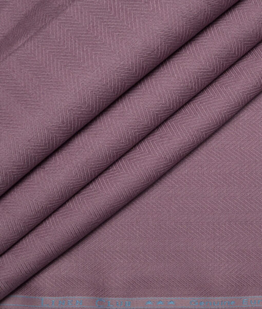 Linen Club 40 LEA Striped 100% Linen Suiting Fabric (Dark Mauve)