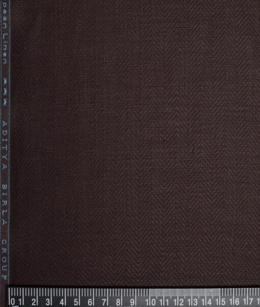Linen Club 40 LEA Striped 100% Linen Suiting Fabric (Dark Wine)