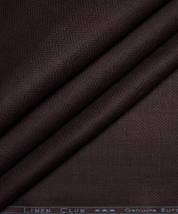 Linen Club 40 LEA Striped 100% Linen Suiting Fabric (Dark Wine)