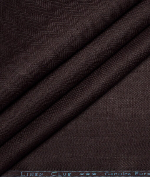 Linen Club 40 LEA Striped 100% Linen Suiting Fabric (Dark Wine)