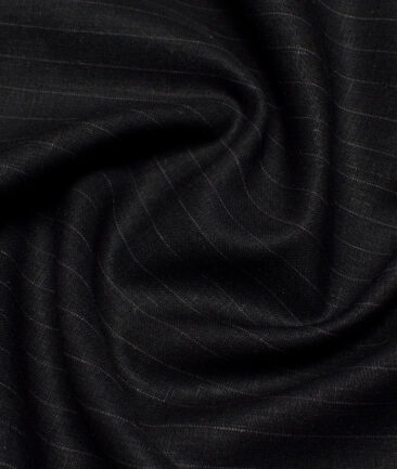 Linen Club 40 LEA Striped 100% Linen Suiting Fabric (Black)