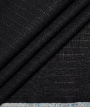 Linen Club 40 LEA Striped 100% Linen Suiting Fabric (Black)